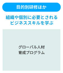 目的別研修他:組織や個別に必要とされるビジネススキルを学ぶ